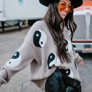 Dressed in LALA Karma Queen Oversized Yin and Yang Knit - S/M